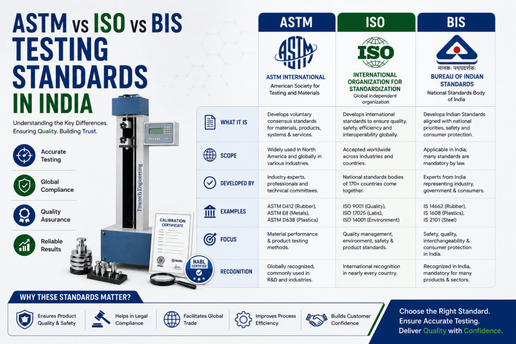 ASTM vs ISO vs BIS Testing Standards India