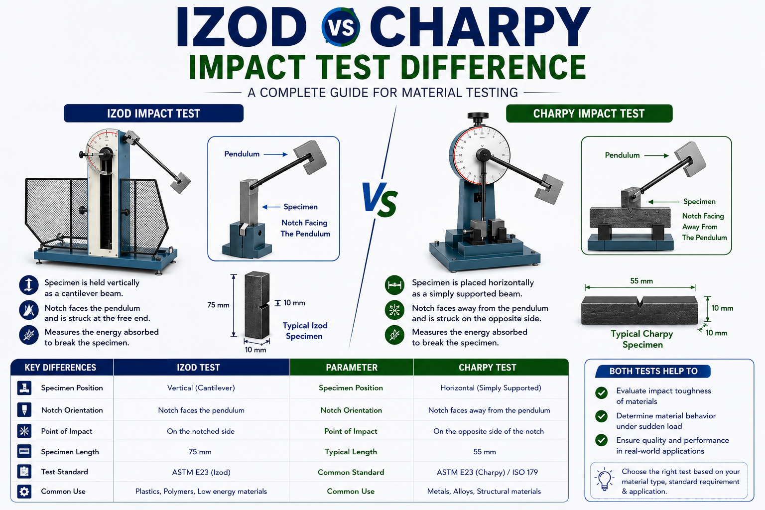 Izod vs Charpy Impact Test Difference